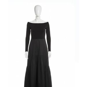 Tuckernuck Dress Black Small Marissa Midi Fit Flare Off Shoulder w one pocket